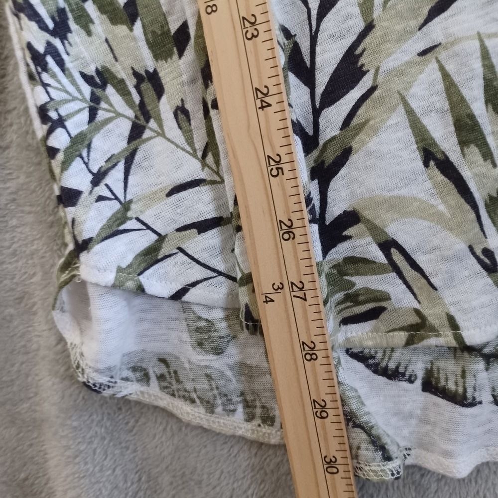 1X Linen TShirt Tropical Leaf Print VNeck C&C California Beachy Vaction Coastal - Picture 4 of 7